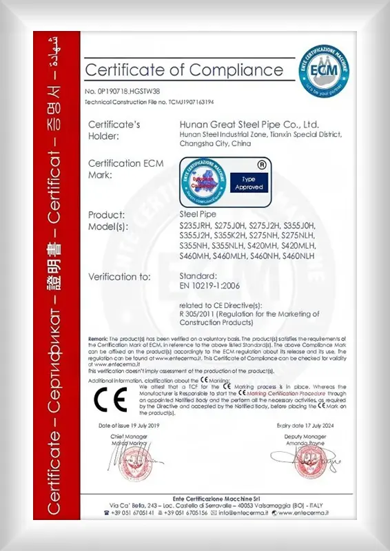 CE certificate 2019
